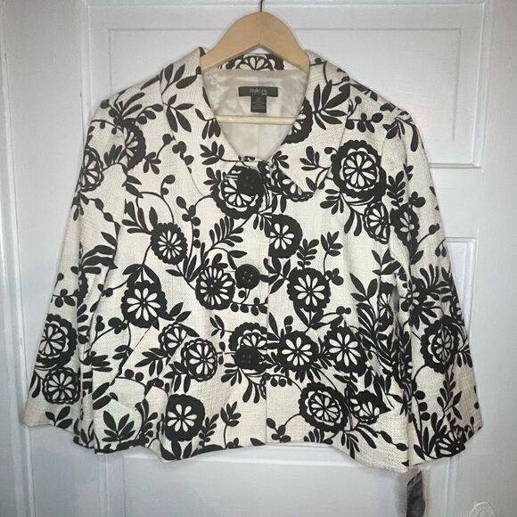 Style & Co. Petite 100% Cotton Button Front Jacket - Picture 1 of 13